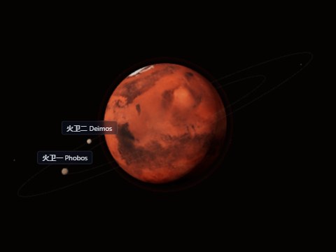 火星 3D 动画：火卫一、火卫二公转与火星地貌
