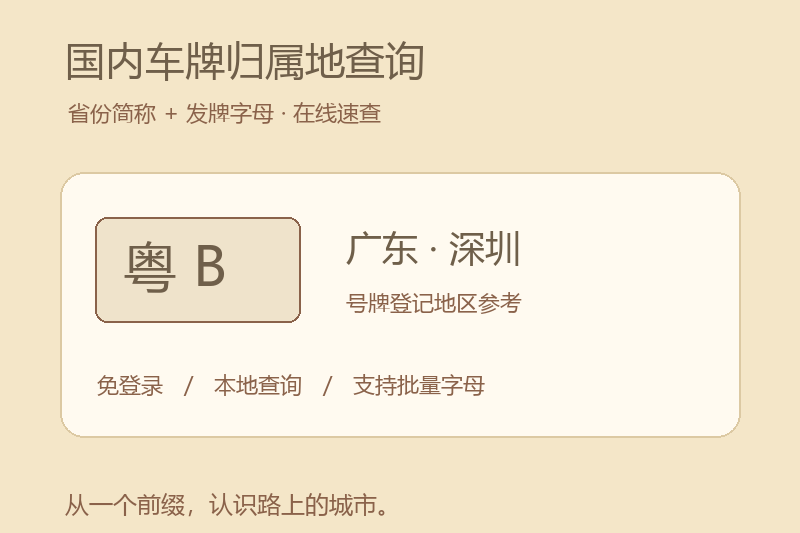 国内车牌归属地查询：省份简称与字母速查
